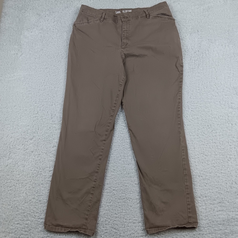Lee Pant All Day Pant Women 14 Brown Straight Leg Stretch 4631225